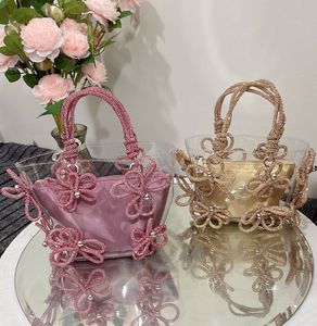Frauenkorb Taschen Französisch Sprudel Diamond Blume PVC -Beutel Blumenhandtaschen Handtaschen