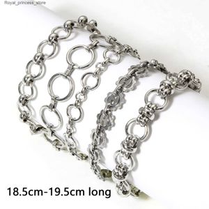 Charm Bracelets 304 stainless steel chain mens silver cuffs wristbands metal womens punk gifts no fading 1 piece Q240321