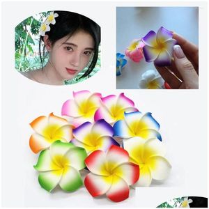 Dekorative Blumenkränze, 10 Stück, 5–9 cm, hawaiianische Frangipani-Pe-Schaum-künstliche Blumen, DIY-Kopfschmuck, Ei-Dekoration, Partyzubehör, Drop Ottlg