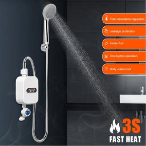 Scaldabagno istantaneo, mini scaldabagno elettrico caldo senza serbatoio da 3500 W 220 V, rubinetto per bagno domestico con soffione doccia, display LCD della temperatura