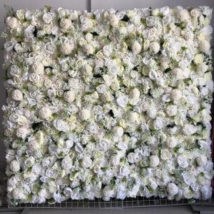 Decorative Flowers Artificial Silk Hydrangea Rose 3D Flower Wall Panel Wedding Party Backdrop Decoration Stage Arch White 8pcs/Lot TONGFENG