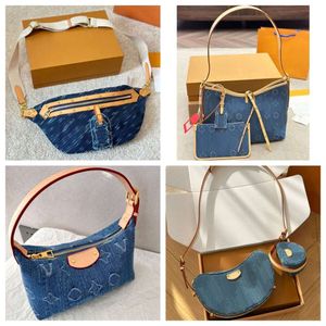 Hobo axelväska blå denim crossbody väska lyxhandväska kvinnor 2024 ny designer retro denim väska för kvinnor