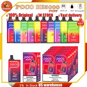 US warehouse POCO BE 5000 puffs electronic cigarette disposable vape rechargeable mesh coil with 17ml vaper pod In stock fast shipping randm ef box 7k 18k