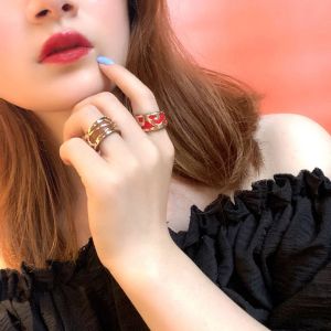 Fashionable And Personalized Women's C-type Two-color Hollow Out Opening Adjustable Metal PU Leather Vintage Ring