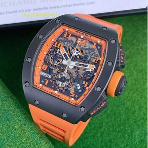 ダイヤモンドスポーツリストウォッチRM腕時計RM011オレンジストームブラックセラミック限定版30ピースメンズファッションレジャービジネススポーツメカニカルウォッチ