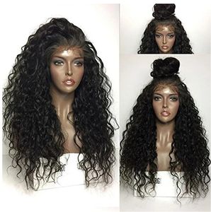 180 Ddensity Loose Deep Wave Wigs 긴 곱슬 시뮬레이션 소프트 레이스 전면 인간 머리 가발 여성 검은 글루없는 합성 레이스 가발