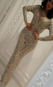 Yousef Aljasmi Prom Dresses Jewell Neck Longeve Beading Mermaid Evening Gowns Floor Length Dubai Luxury Party Runway Dress Plus3618599