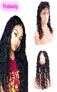 Brazilian Human Hair Deep Wave Curly 360 Lace Frontal Pre Plucked Natural Black Virgin Human Hair Wefts With Closure Frontals3869491