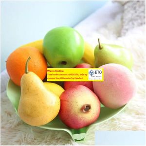 Decorative Flowers Wreaths Vivid Artificial Fruit Apple Peach Pear Banana Lemon Fake Shop Market Decration Fruits Decoration Drop Dhc4L ZZ