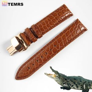 Componenti Temrs cinturino in pelle di coccodrillo double face 18mm 19mm 20mm 21mm 22mm 23mm 24mm cinturini per orologi in vero alligatore
