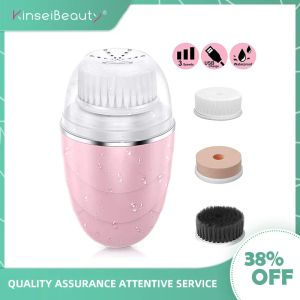 Lastoortsen Facial Cleansing Brush Sonic Electric Face Cleanser Waterproof Soft Deep Pore Massage 3 Heads 3 Modes Usb Charging