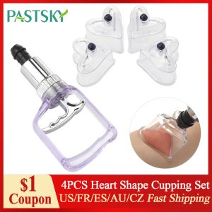 Blade 4 Stück Schröpfbecher in Liebesherzform, Kunststoff, Vakuumnäpfe, Saugnäpfe, Glas-Set, Schröpfen, chinesische Therapiedosen, Massagegerät, Gesundheitspflege