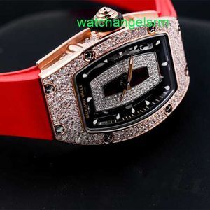 Crystal Automatic Wrist Watch RM Wristwatch Womens Collection RM07-01 Ny snöflinga diamant 18K Rose Gold Set