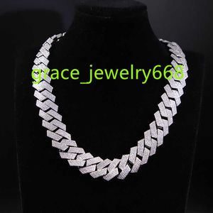 20 mm 4 Rows Hip hop diamond chain VVS Moissanite Cuban Chain 925 sterling Silver gold plate Fine Jewelry Necklaces Bracelets