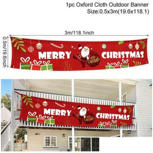 Christmas Decorations 300X50Cm Oxford Cloth Banner Bunting Merry Decor Festive Party Home Outdoor Scene Layout Xmas Navidad Noel Yea Dhnrm