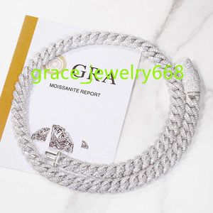 Hip Hop Chain 6mm 9mm 13mm 17mm 925 Silver Iced Out Necklace D/VVS Moissanite Men Necklace Bling Cuban Link Chain