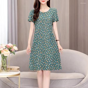 Casual Kleider Frauen Sommer Druck Oansatz Kurze Vestidos Vintage Dünnes Kleid