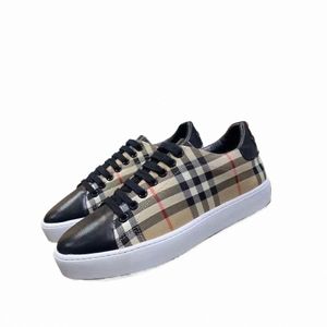 Casa Check Cott Tênis de couro listrado Vintage Designer Sapatos casuais Vintage Check Cott Tênis de luxo Homens Sneaker House Striped Shoes Trainer b6mA #