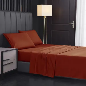寝具セットベッドシートセットソリッドエルラグジュアリー通気性のあるクーリング4ピース枕/ツイン/フルのケース