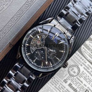 Onega Steel Designer Watches Wristwatch Luxury Band Hollow Out Mechanical Watch of European är internt installerat med svänghjul utomhus Montredelu
