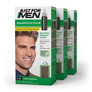 Bara för män schampo-in hårfärgning för män, H-25 ljusbrun, 3 pack