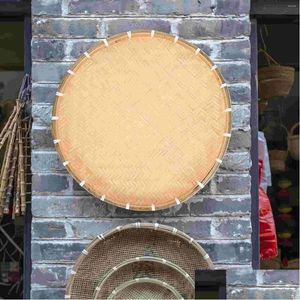 Zestawy naczyń obiadowych ręcznie robione bambus tkany kosza bez dziury sito wiklingowe warzywa okrągły płasko płytka ścianę dostawa