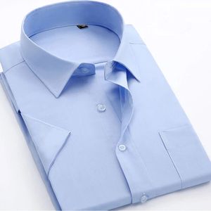 ソリッドカラー半袖メンズカジュアルシャツフォーマルなビジネスドレスクラシックスタイルワークウェア240321