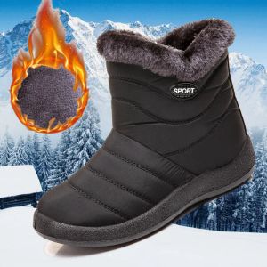 Stövlar Nya varma och tjocka fleece -stövlar Kvinnor Hightop Cotton Shoes Waterproof Fashion Snow Boots Lightweight Nonslip Women's Boots