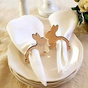 Towel Rings 10pcs Easter Rabbit Wooden Napkin Ring Bunny Egg Chicken Shape Easter Decoration for Home Party Dinner Table Wood Decor Supplies 240321
