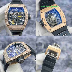 Męski zegarek zegarek rm zegarek RM030 Oryginalny Diamond 18K Rose Gold Material Puste rozlewie automatyczne zegarek mechaniczny Mężczyzna