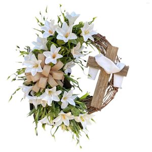 Party Decoration Spring påskkrans med Cross Bow Tie Rustic Grapevine Decorating Diy Ytterdörrdekor