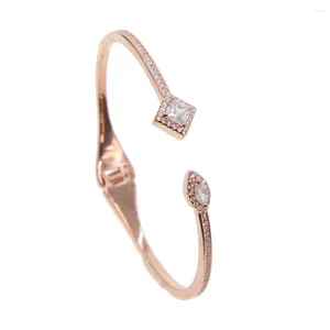 Bracciale Micro Pave Sparking Cz Braccialetti aperti Colore oro rosa per le donne Polsino Polsino Regolare i braccialetti Pulseira Feminina Matrimonio