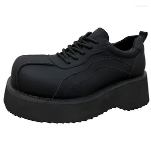 Scarpe casual Fondo spesso altezza crescente Antiscivolo Resistente all'usura Stringate Low-Top Muffin Mocassini da uomo Scuro