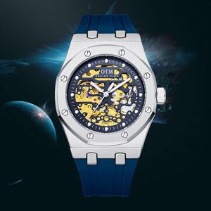 2021 منتج OTM Men Men's Mechanical Silicone Tape Watch مقاوم للماء