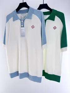 Erkekler Lüks Polo Business Mens Polo Gömlek Kavur Tek Göğüslü İnci Yüksek Kaliteli Kaşmir Kazablanda Erkekler Günlük Sporlar Kısa Kollu Erkek Tops