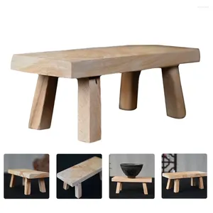 Decorative Figurines Bench Decoration Crafts Stand Wood Stool Holder Adornment Base Desktop Wooden Indoor Plants