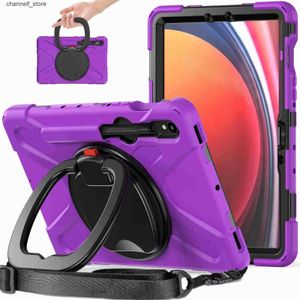 Tablet PC Casos Bags Caixa de comprimido de silicone para serviço pesado para Samsung Galaxy Tab S9 S8 S7 X710 X716B X718U T870 X700 Stand Stand Stand Stap Covery240321y240321