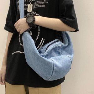 Totes Solid Color Denim Crossbody Bags For Women 2024 Large Capacity Chest Bag Female Travel Casual Cross Body Hobo