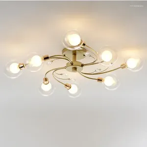 Chandeliers Nordic 6/8 Head Led Ceiling Chandelier Glass Lampshade Iron For Living Room Bedroom Loft Pendant Lamp Decor Lusters Luminaires