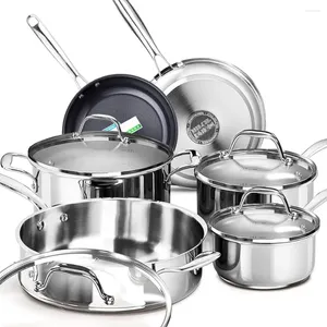 Cookware Sets Non-stick For Kitchen Accessories Cooking Pots Video Pan Salt And Pepper Set Pot Utensils Bbq Tools Cutlery Dining