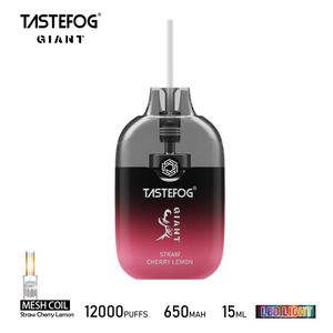 Dispositivo descartável gigante da caixa de Vape de Tastefog 12000 Puff com bateria recarregável do diodo emissor de luz RGB 650mAh