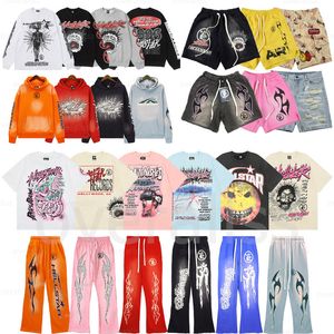 Hellstar moletom masculino tubarão gráfico camiseta pulôver carta estampa manga comprida jumper com bolso masculino feminino tops roupas moda masculina camisa feminina shorts moletom