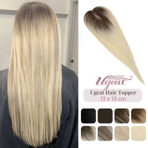 Toppers Uglege Hair Topper Human Hair Mono Podstawa 13*13 cm Toppery do włosów dla kobiet z przerzedzającą włosami ręcznie wykonane klips