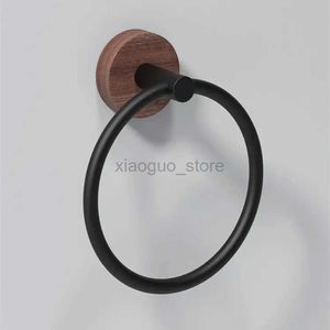 Towel Rings Matte Black Finish Stainless Steel Bathroom Towel Holder Wall-Mounted Round Towel Rings Towel Rack YT-10991-H 240321