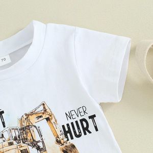 Giyim Setleri Toddler Boy Boy Excavator Kıyafet Küçük Bir Kir Asla Yenmek T-Shirt ve Şort Seti