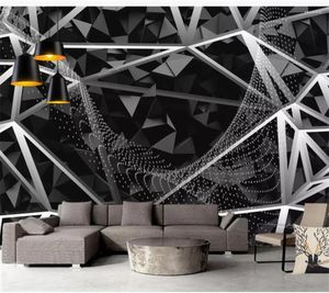 Bakgrunder Anpassad stor väggmålningens tapetmålare med nordisk minimalistisk retro svart geometrisk TV -bakgrund Papel de Parede