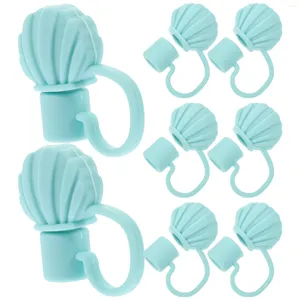 Tazze usa e getta Cannucce 8 pezzi Tappo per cannuccia Polvere Simpatiche coperture in silicone Tappo protettivo per l'oceano Gel di silice Kawaii