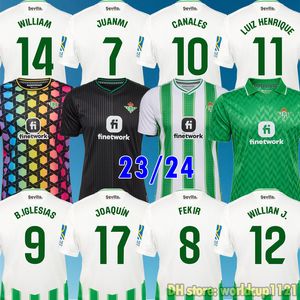 23 24 Real Betis Fußballtrikots Camiseta de Futbol 2023 2024 Männer Kinder Ausrüstung Betis Fußballtrikots Camiseta Betis Primera NACHHALTIGKEIT JUANMI CANALES