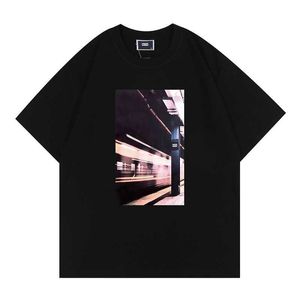 Designer Ins American Fashion Brand Kitt Express Train Tee Men and Women Lovers Large Casual Round Neck Cotton Short Sleeve