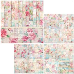 Gift Wrap Alinacutle Pink Peony Floral Paper Pack 24 Sheets 6" Patterned Pad For Scrapbooking Handmade Craft Background